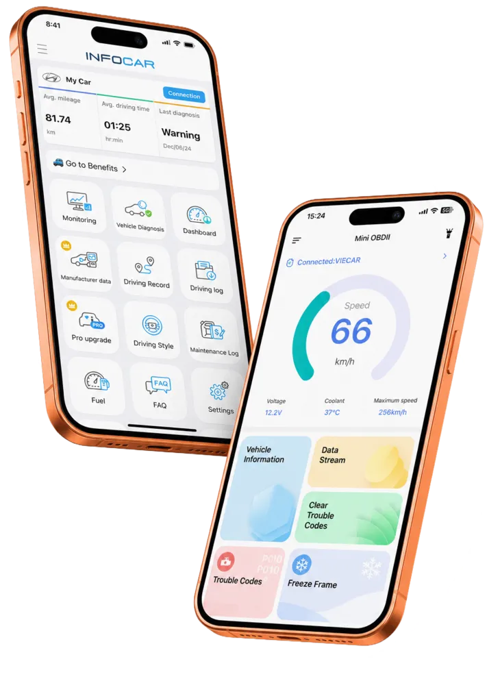 PROSCANER conectado ao app, mostrando dados do veículo em tempo real